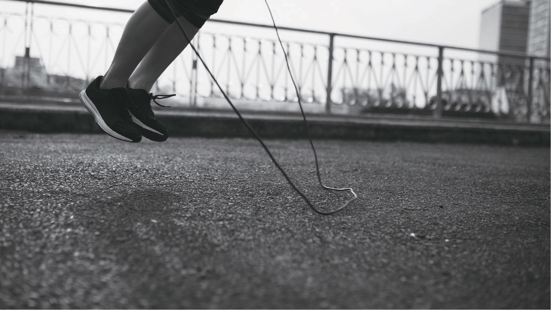 Jump rope training outdoors